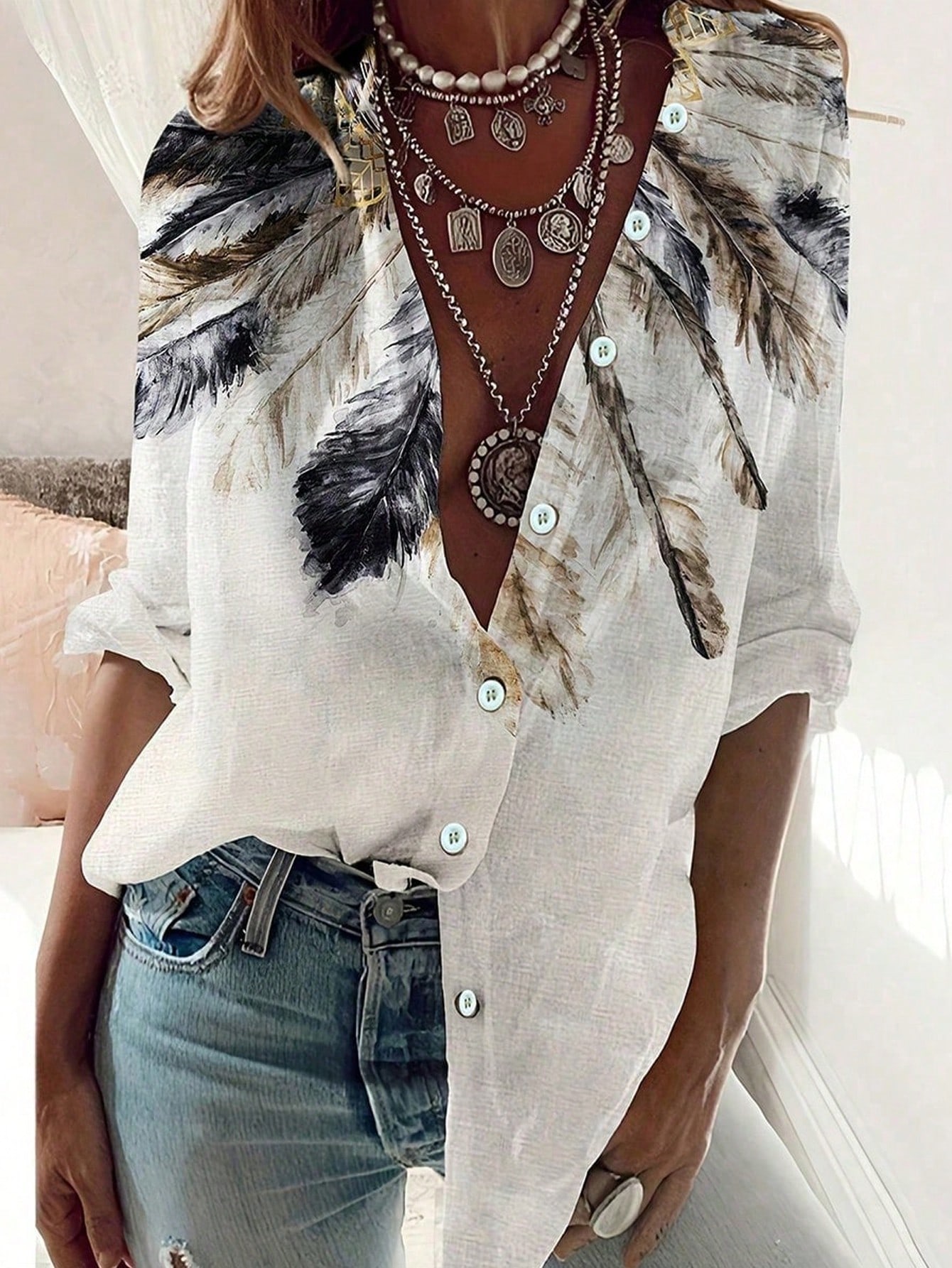 Embroidery Online - Camicia da donna a maniche lunghe