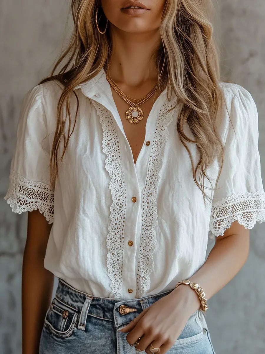 Camicie Eleganti da Donna, Cas - Embroidery Cotton Shirt recensione e prezzo