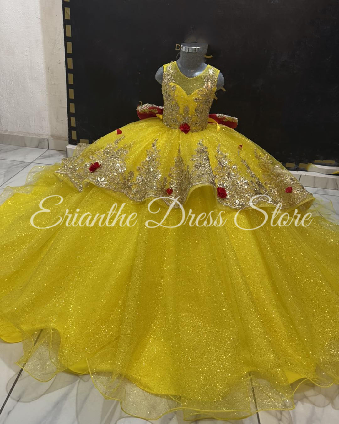 Abito da ragazza di fiore gial - Embroidery Yellow Dress recensione e prezzo