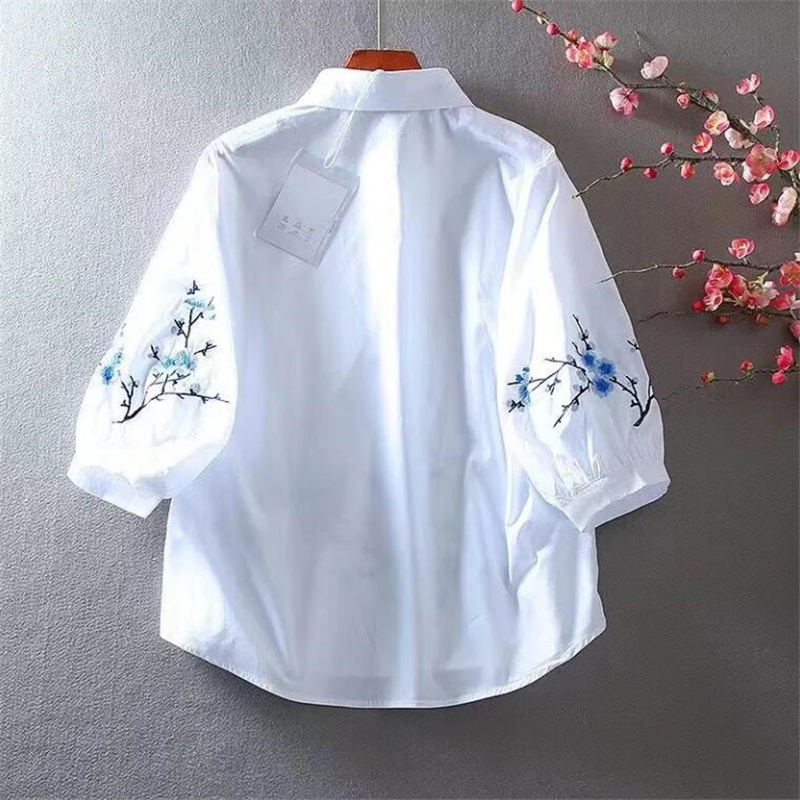 Camicia bianca ricamata camice - Embroidery Cotton Shirt recensione e prezzo